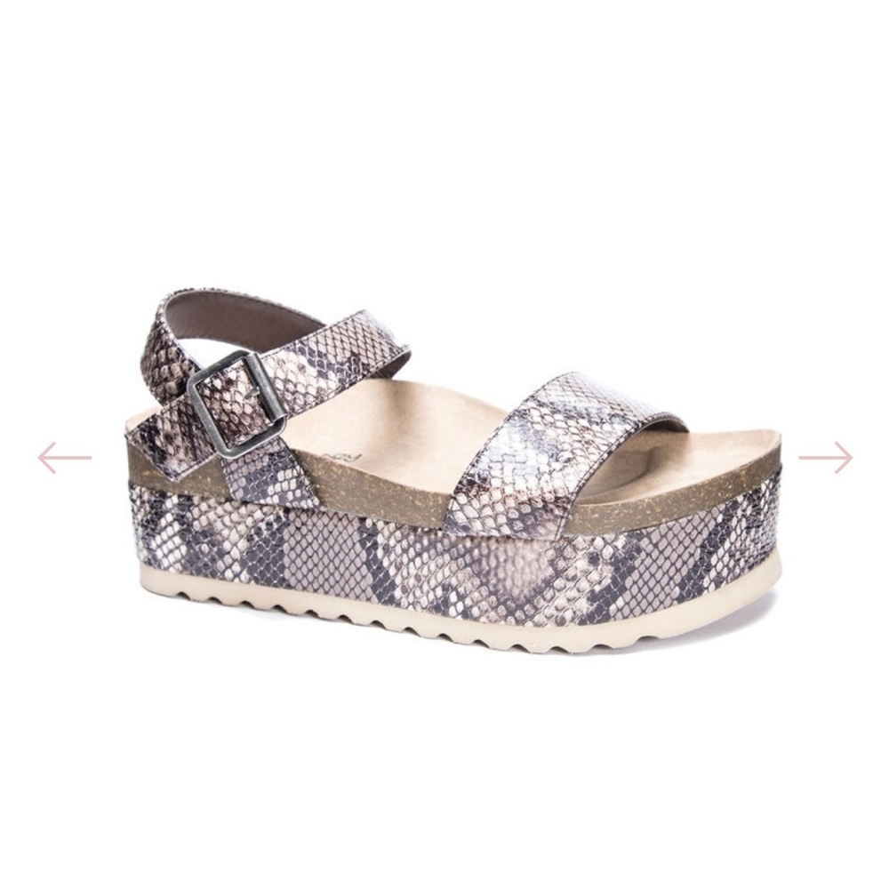 Snakeskin platform sandals